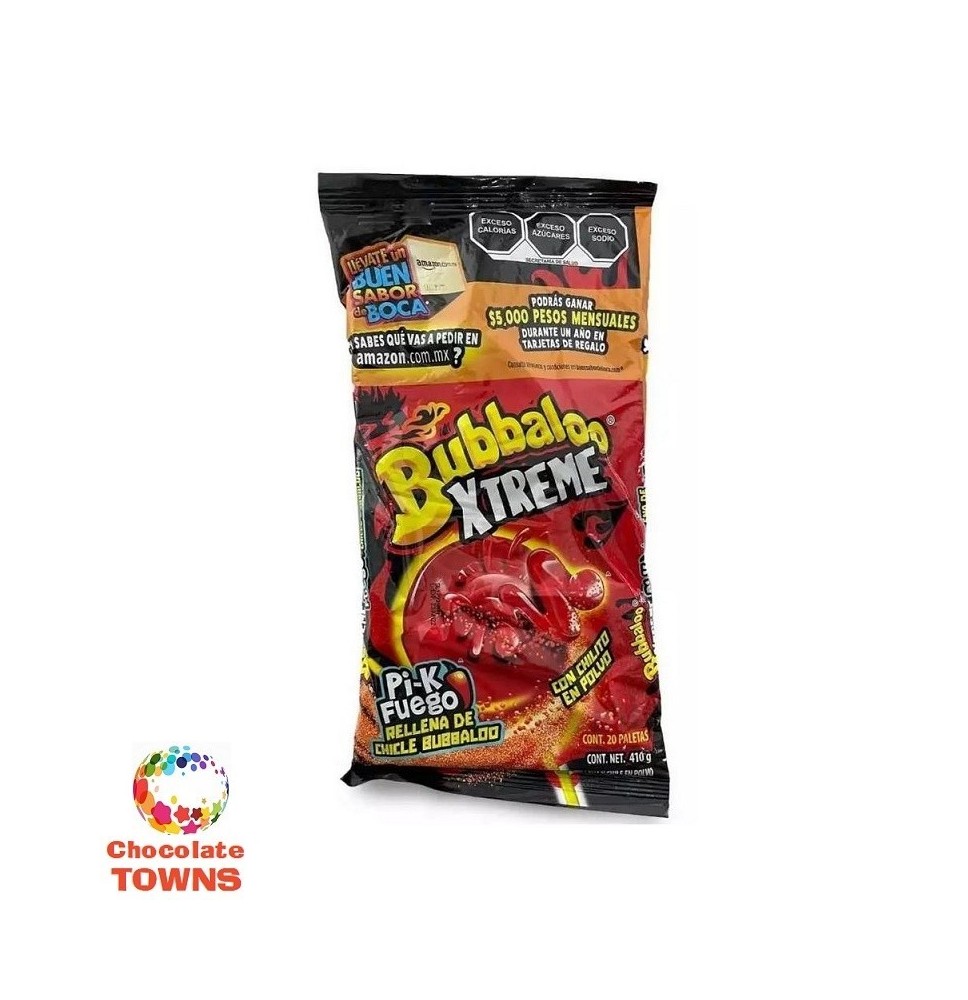 Paleta Bubbaxtreme sabor PIK-FUEGO rellena de chicle