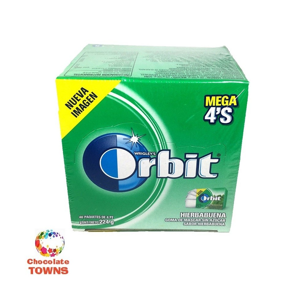 Chicle Orbit 4S Hierba Buena Paquete con 40 Piezas - Chocolate Towns