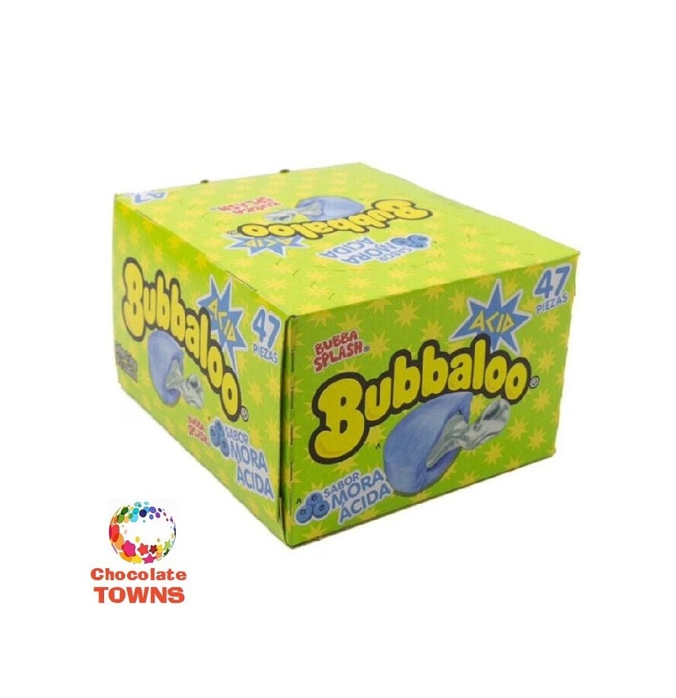 Chicle Bubbaloo con Relleno Liquido Sabor Mora Acida