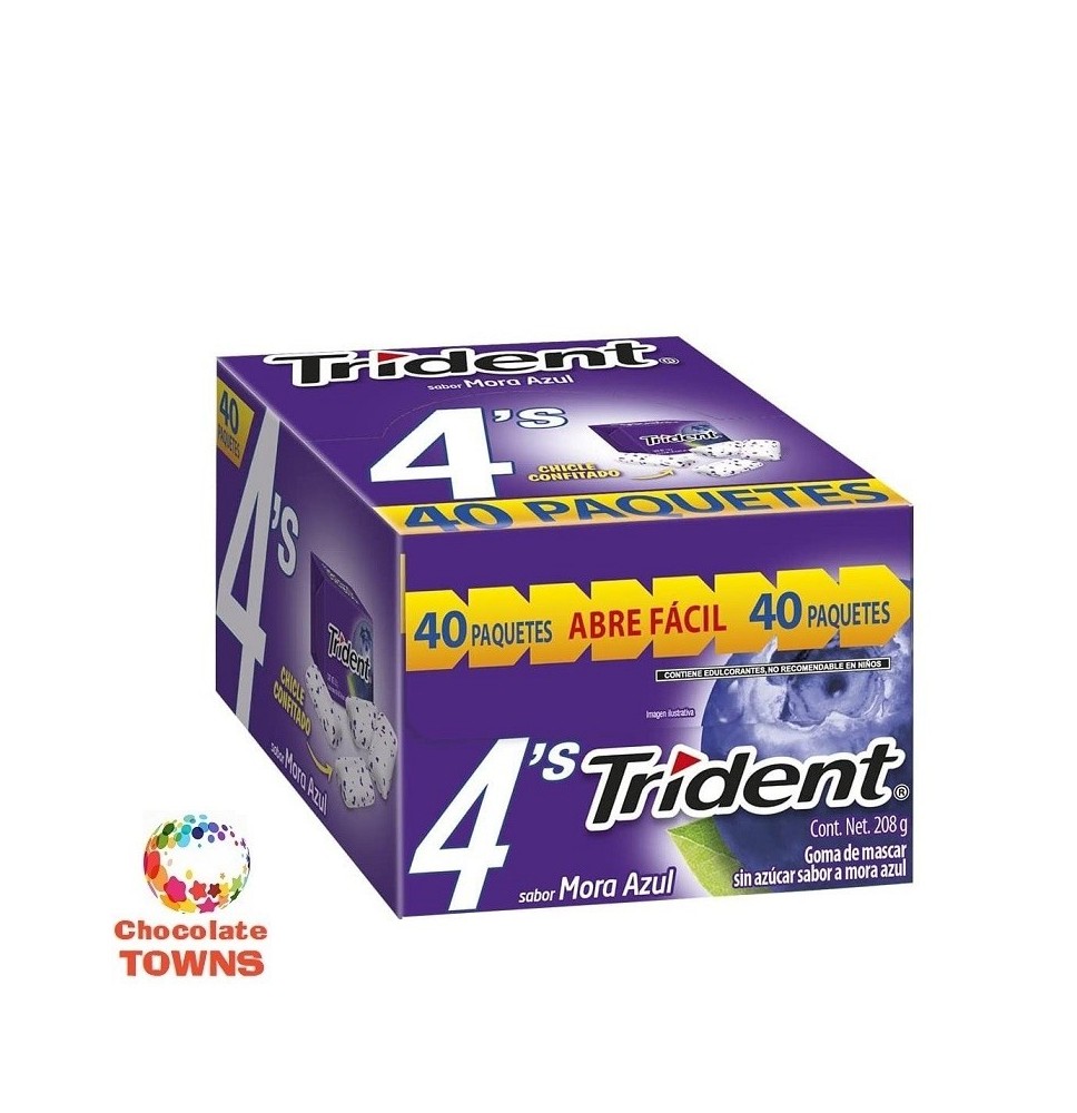 Chicle Trident 4'S Mora, 208 Gramos