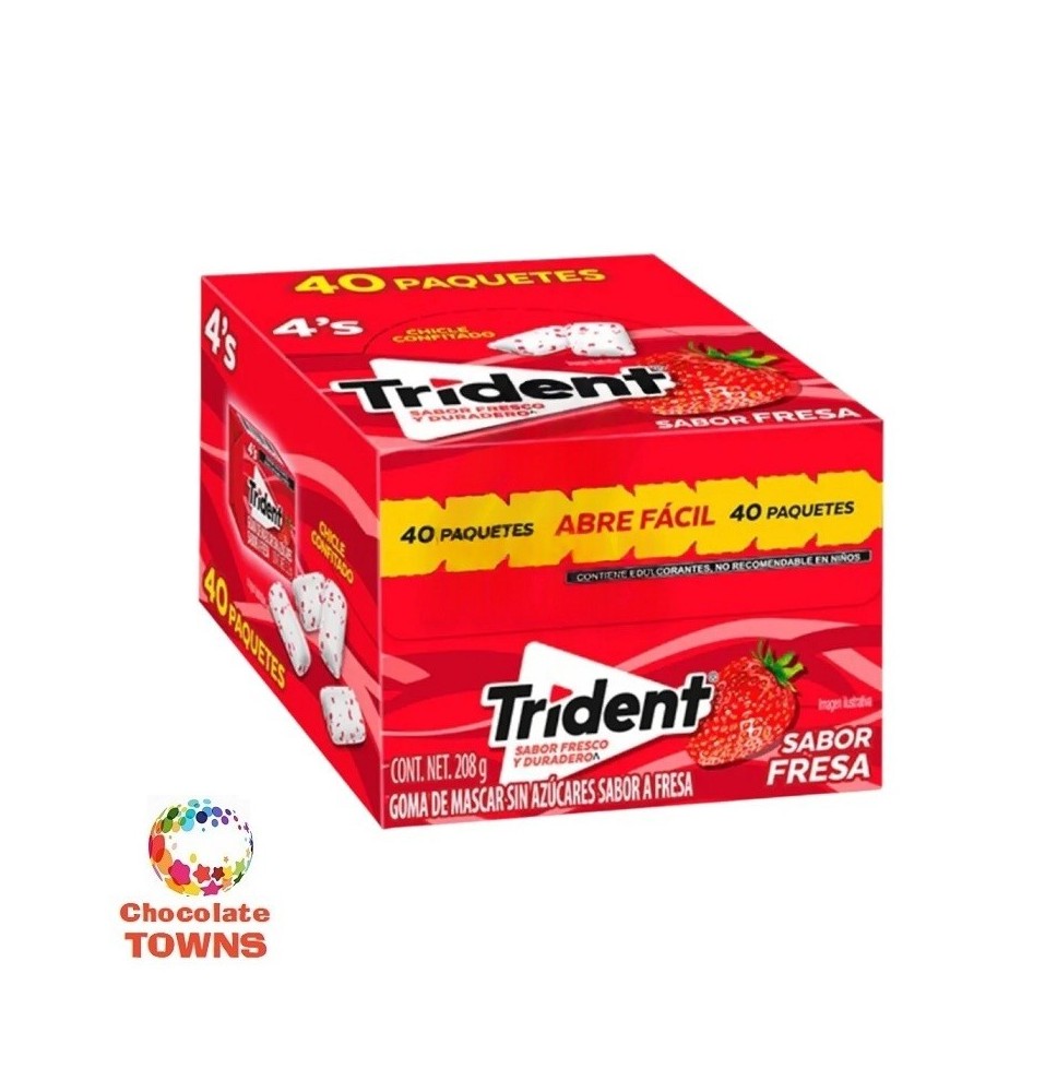 Chicle Trident 4'S Fresa, 208 Gramos