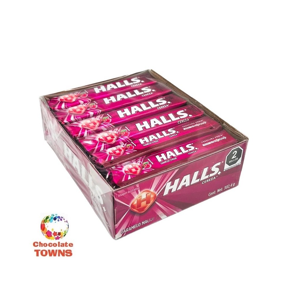 Pastillas Halls sabor cereza en tubo - Chocolate Towns