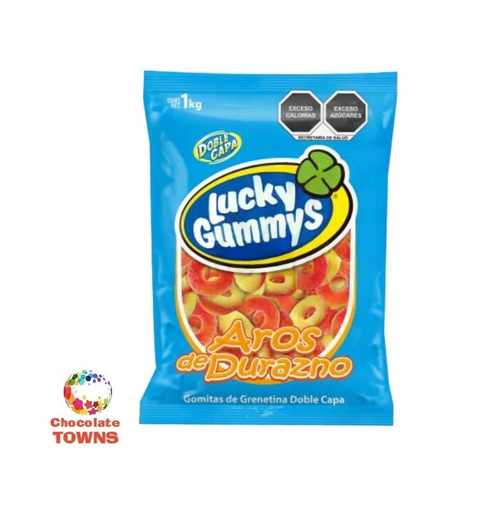 Gomitas Lucky Gummys Aros de Durazno de 1 Kg
